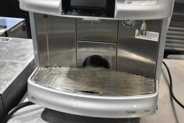 Schaerer SCAP Coffee Art Metal Commercial Automatic Coffee Machine with 2 hoppers, 240V, well-used condition.