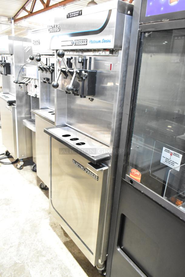 Electro Freeze 4000EP-132 soft serve machine; stainless, water-cooled, 2-flavor w/ twist, on casters, 208-230V, 3-phase.