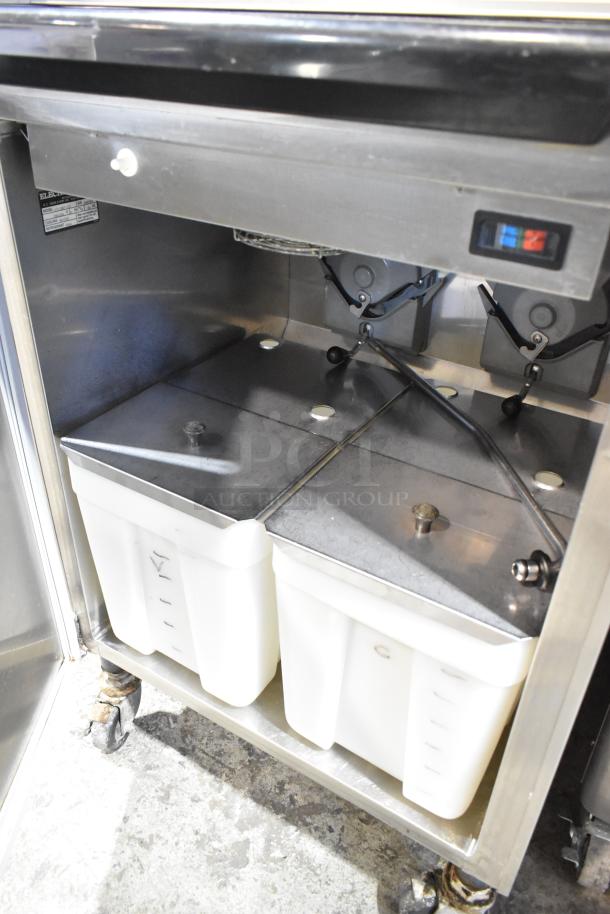 Electro Freeze 30T-CMT-132 stainless steel soft serve ice cream machine, water-cooled, 2-flavor with twist, on casters.