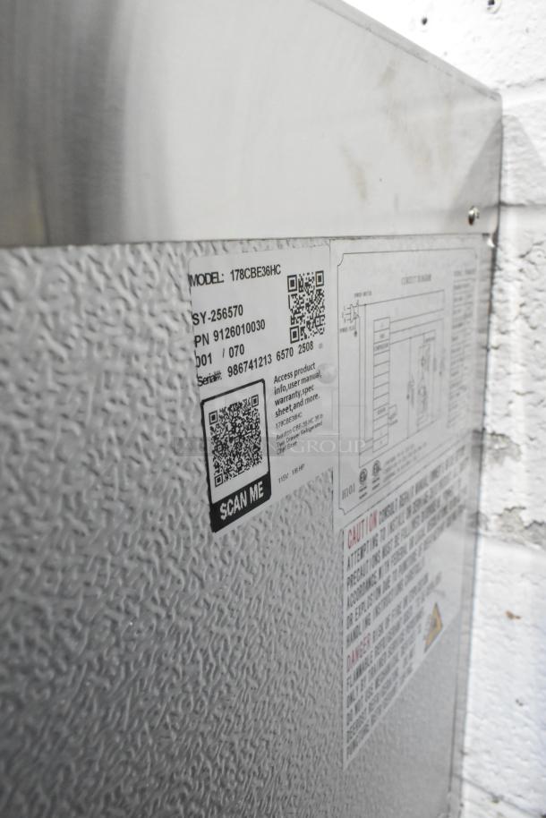 Stainless steel 2025 Avantco 178CBE36HC chef base, model and safety labels visible. 115 volts, 1 phase.