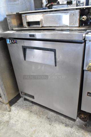True TWT-27 stainless steel undercounter cooler, single door, commercial casters, 115 volts, 1 phase, Model TWT-27.