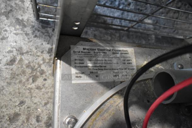 Champion stainless steel commercial corner pass-through dishwasher, model DH5000T, 208-240V, 1 phase, used condition.