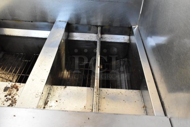 Frymaster FPGL230-2RCA, 2-bay gas fryer, stainless steel, used condition, 150,000 BTU, commercial kitchen equipment.