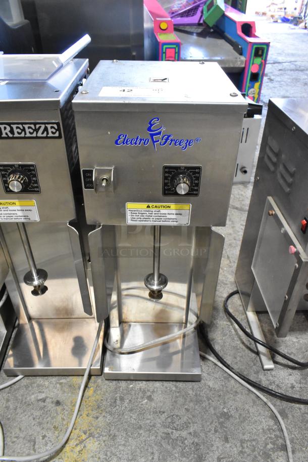 Electro Freeze HDM-75A-1 stainless steel drink mixer, 115 volts, 1 phase, features control dials and caution labels, commercial grade.
