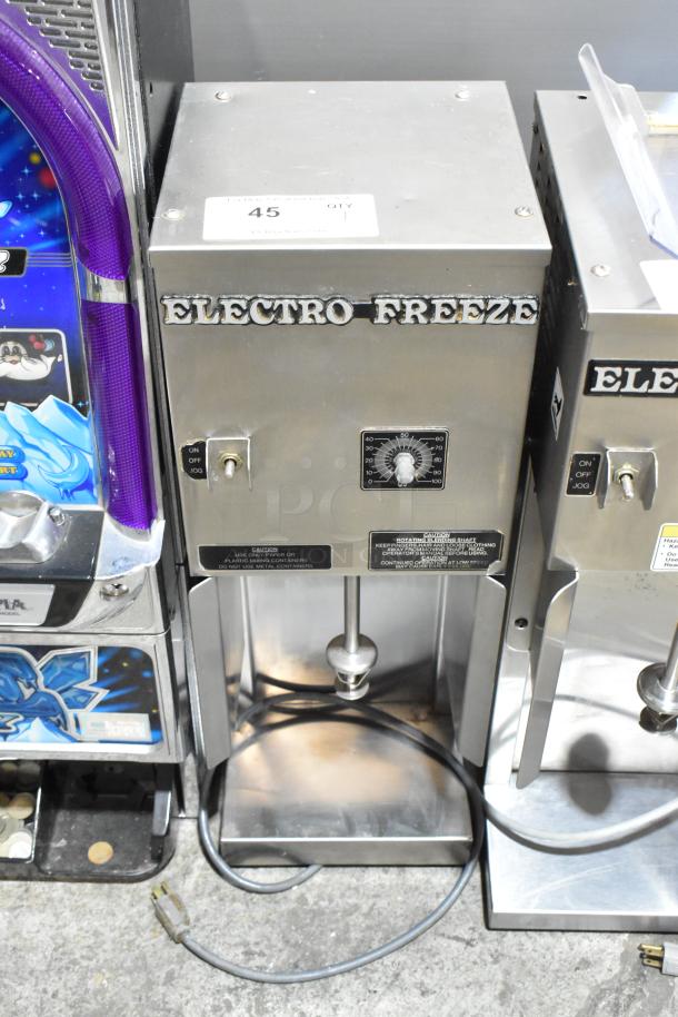 Electro Freeze HDM-75 stainless steel commercial drink mixer. Features on/off/jog switch, 115 volts, 1 phase, label indicates model.