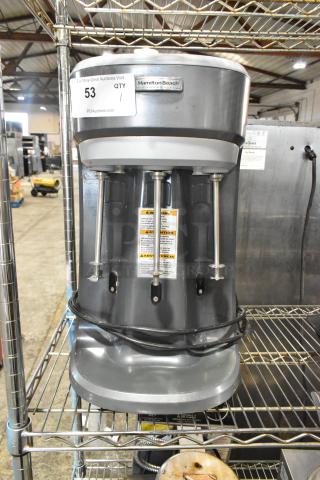 Hamilton Beach HMD400 Metal Commercial Countertop 3 Head Drink Blender / Mixer. 120 Volts, 1 Phase. - Item #1227521