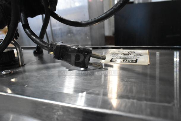 Server DI-3 stainless steel 3 Qt. triple cone dip warmer with visible power cord and label. 120 volts, 1 phase.