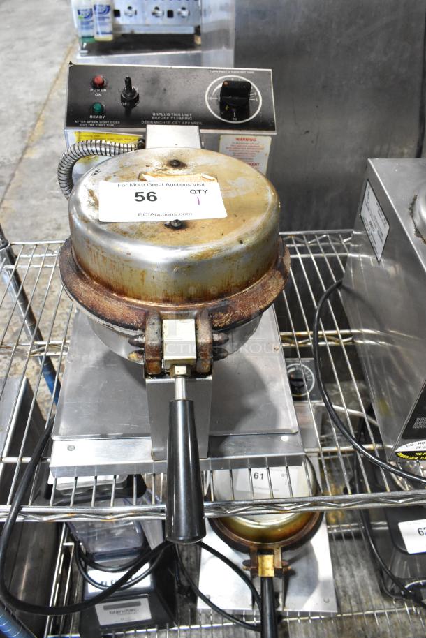 5020 Stainless Steel Commercial Countertop Waffle Cone Maker, 120V, Model 5020, with dial, used condition.