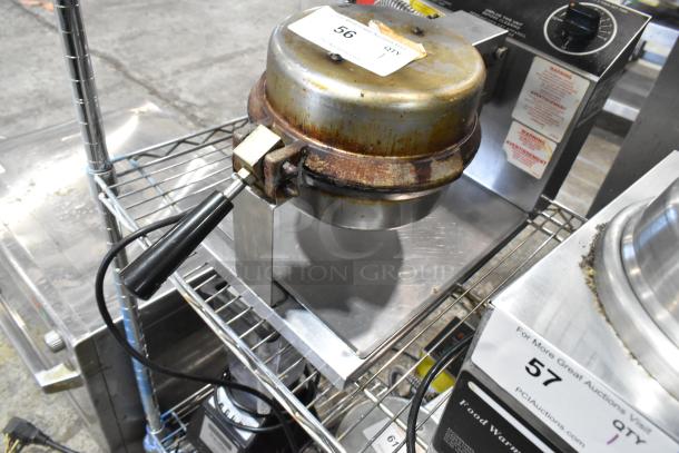 5020 Stainless Steel Commercial Waffle Cone Maker, 120V, 1 Phase, visible wear, black handle, model 5020, auction tag #56.
