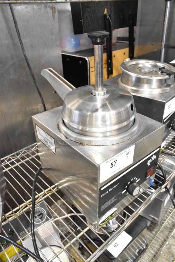 Star 3W3A-HS stainless steel commercial countertop warmer with pump top, 120 volts, 1 phase, in used condition, on wire shelf.
