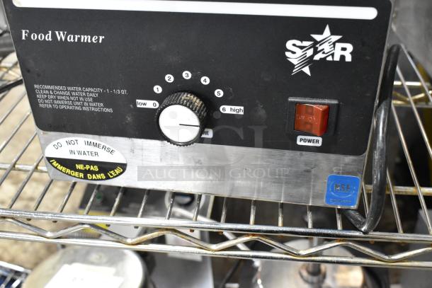 Star 3W3A-HS stainless steel countertop warmer, dial and power switch visible, NSF certified, 120V, 1 phase.
