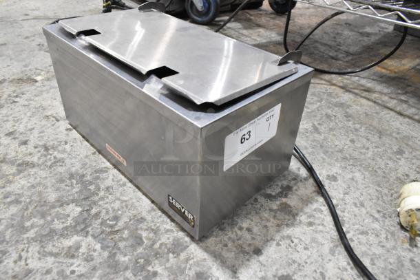 Server DI-2 92020 Stainless Steel 3 Qt. Double Cone Dip Warmer, 120V, 1 Phase, with visible control panel, excellent condition.