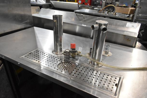 Micro Matic MDD-58 metal kegerator in good condition, features dual tap towers and drip tray. 115V, 1 phase power.