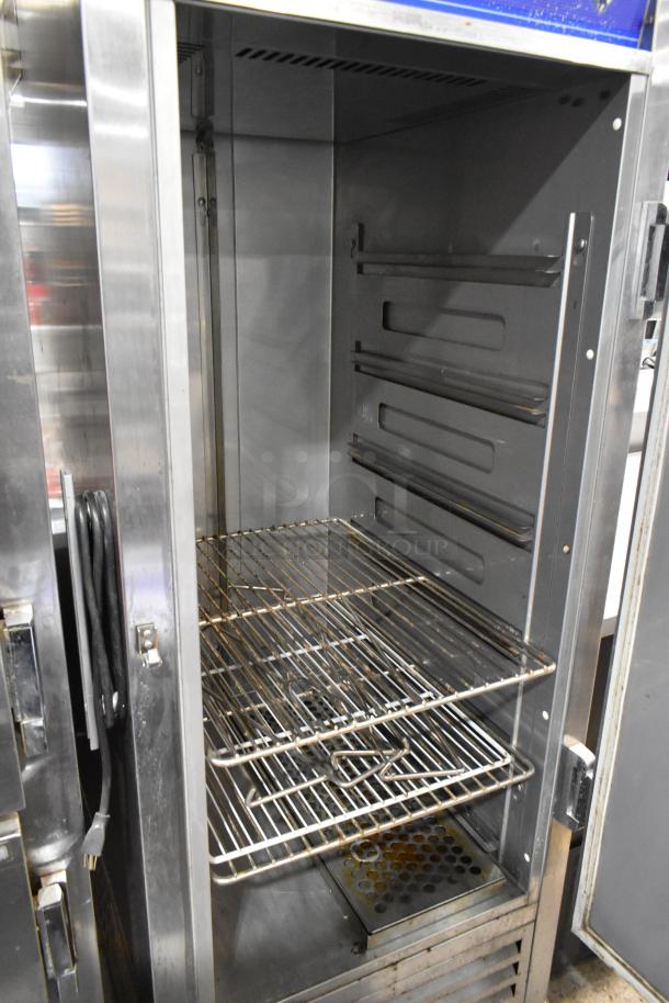 FWE SR-30 stainless steel warming cabinet on casters, 120V, 1 phase, features wire racks, and is ideal for commercial use.