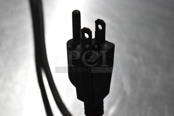 Power plug for Micro Matic MDD-58 metal commercial kegerator, 115 volts, 1 phase. Plug condition visible.