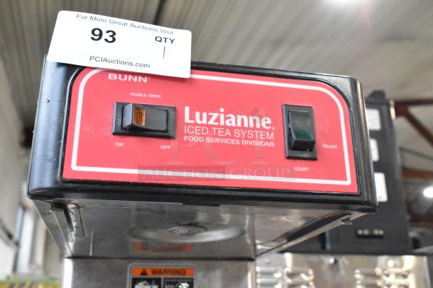 2016 Bunn TB3Q iced tea machine, stainless steel, countertop model, 120V, with Luzianne branding and control panel.