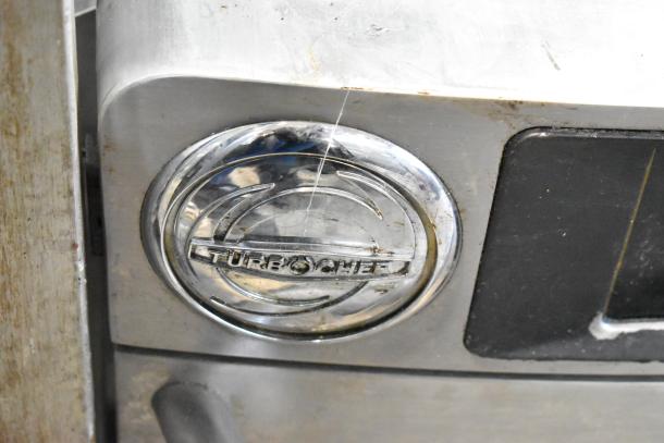 2018 Turbochef Encore 2 stainless steel rapid cook oven detail with logo. Electric, 208/240V, 1 Phase.