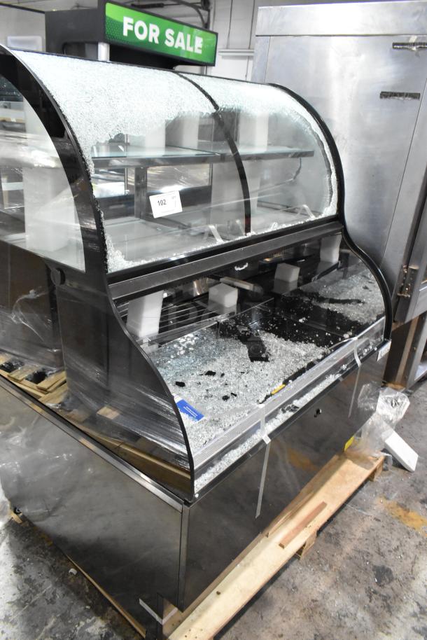 Avantco 193CAC48B refrigerated air curtain merchandiser, black, 47 3/16", with broken curved glass, 115V, 1 phase, new condition.