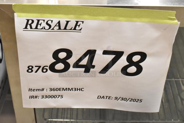 BRAND NEW Excellence EMM-3HC black countertop display fridge with swing door, 115V, scratch and dent. Item# 360EMM3HC.