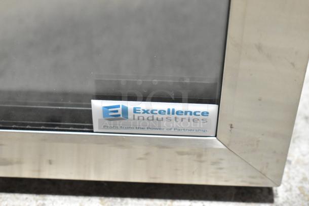 Excellence EMM-3HC black countertop display refrigerator, 115V, visible brand logo. Brand new condition, scratch and dent.
