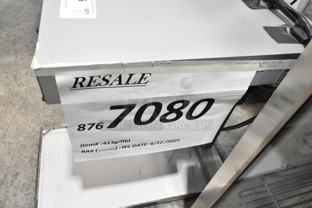 BRAND NEW Hatco 413GRFFBL Glo-Ray 12 3/4" x 24" food warmer with heated base and overhead light; 120V, 1 Phase. Signs of wear.
