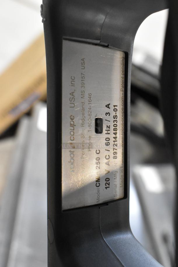 Robot Coupe CMP250 Combi Compact immersion blender label, model 649CMP250COM, 120V, 60Hz, 3A, new with cosmetic flaws.