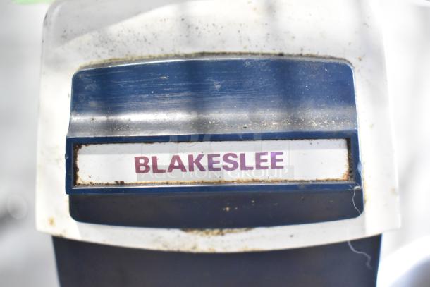 Blakeslee K7 metal dough mixer with mixing bowl and pastry paddle, 120V, 1 phase, shows Blakeslee label.