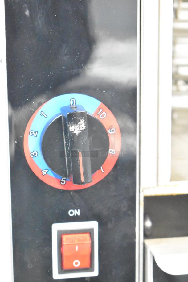 Star 174CBA Broil-O-Dog Hot Dog Broiler control panel with temperature dial and power switch, stainless steel, 120V.