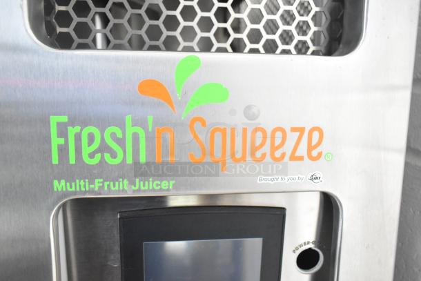 LATE MODEL JBT 2ND-GEN-MFJ-HE Fresh N Squeeze stainless steel citrus juicer, on casters, 120V, multi-fruit juicer.