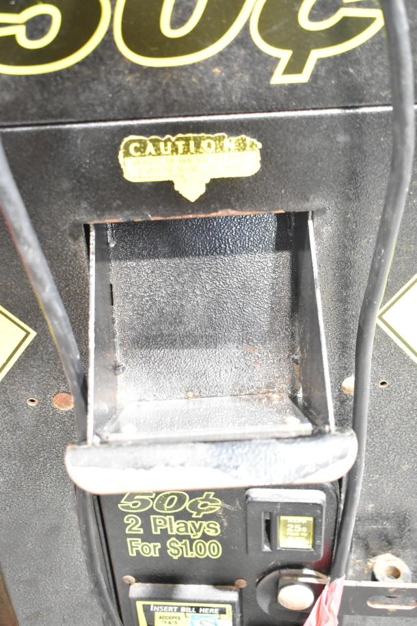 Gravity Hill Metal Floor Style Arcade Game. Black exterior with 50¢ for 2 plays label. Coin and bill slots visible.