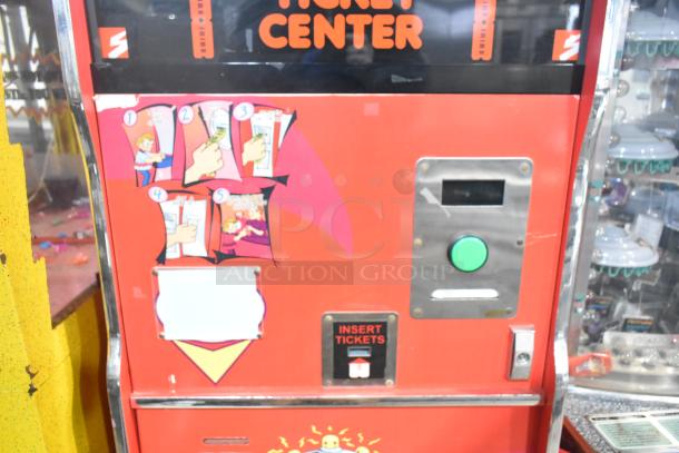 Smart TRC Metal Floor Style Ticket Counting Machine, 120V, 1 Phase, in used condition. Features insertion slot and instructional graphics.