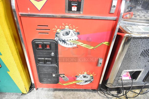 Smart TRC Metal Floor Style Ticket Counting Machine, 120 Volts, 1 Phase, vibrant design, coin slots visible, secure lock.