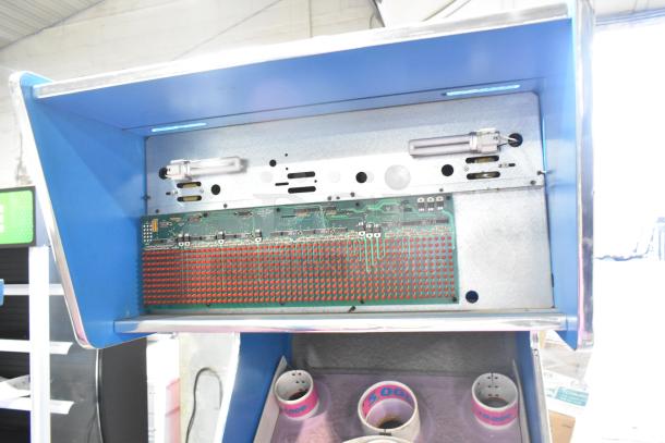 Ice Ball Metal Floor Style Skee Ball Machine, showing interior electronics. Runs on 120 volts, 1 phase. Good condition.