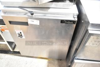 Delfield 406CA-DD1 stainless steel single door undercounter cooler, 115 volts, 1 phase, commercial use, good condition.