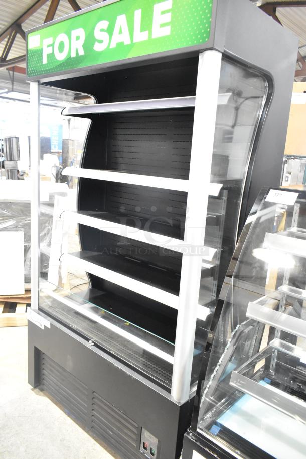 Avantco 189BVAC46HC 46" black refrigerated air curtain merchandiser, excellent condition. Visible control panel on the bottom.