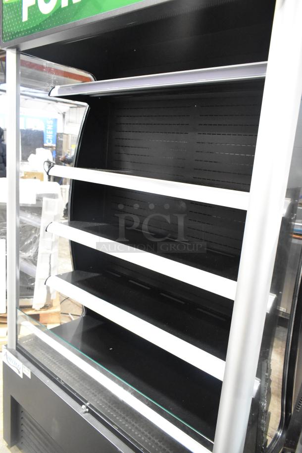 Avantco 46" black refrigerated air curtain merchandiser, model 189BVAC46HC, with shelving, excellent condition.
