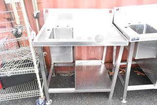 Stainless Steel Commercial Single bay Sink w/ Back Splash and Under Shelf. - Item #1227654