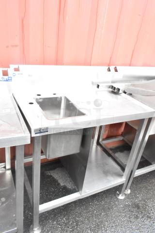 Stainless Steel Commercial Single bay Sink w/ Back Splash and Under Shelf. - Item #1227658