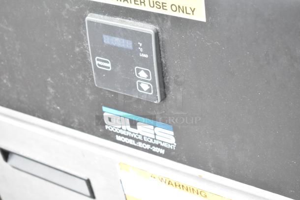 Giles EOF-24 stainless steel electric 3-bay fryer, model EOF-BIB, with digital controls, 480V, 3 phase.