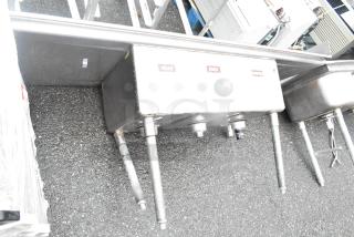 Stainless Steel 3 Bay Sink w/ Dual Drain Boards. Missing 1 Leg. - Item #1227667