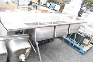 Stainless Steel 3 Bay Sink w/ Dual Drain Boards. - Item #1227669