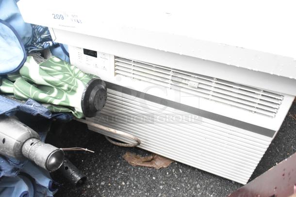 3 items: wall-mounted poly diaper changing station, fire extinguisher cabinet, and another unspecified item. Mixed condition.