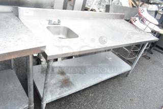 Stainless Steel Table w/ Single Bay Sink and Metal Under Shelf. - Item #1227710