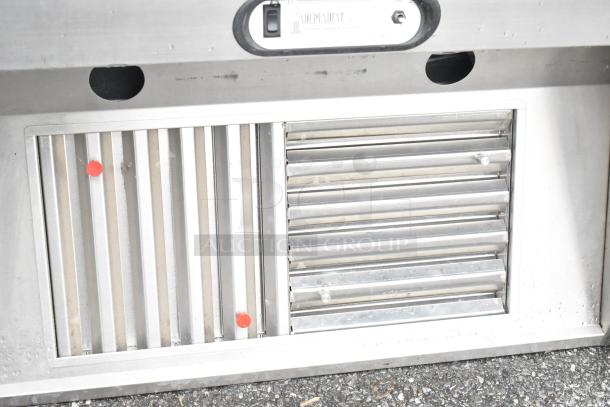 3' Independent INCL-36-SS stainless steel hood, 120 volts, 1 phase, dual filter panels, visible Independent label, good condition.