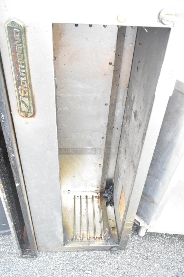 Southbend P48-CM cheese mettler, stainless steel, natural gas powered, visible wear, Southbend logo on side.