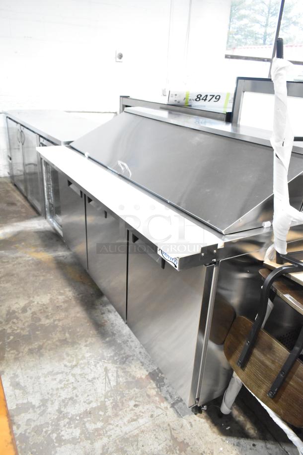 Brand new Avantco 178APT71MHC stainless steel prep table, Bain Marie mega top, on commercial casters, 115V, 1 phase.