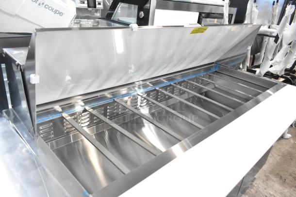 Brand new Avantco 178APT71MHC stainless steel commercial prep table. Features bain marie mega top, commercial casters.