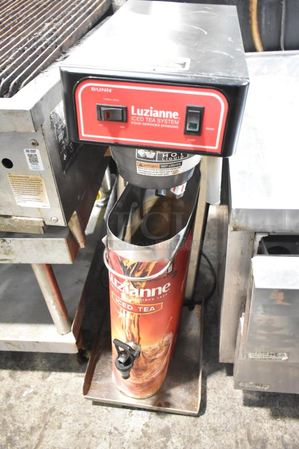2016 Bunn TB3Q Stainless Steel Commercial Iced Tea Machine, 120V, 1 Phase, with Luzianne branding.
