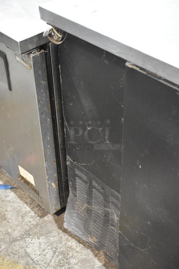 Micro Matic MDD-58 stainless steel kegerator with two beer towers. Visible wear, 115 volts, 1 phase.