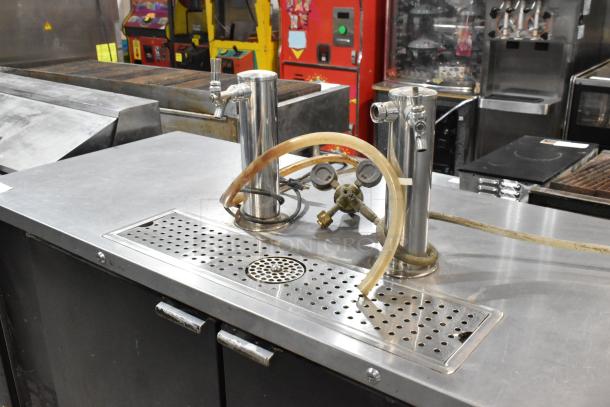 Micro Matic MDD-58 stainless steel kegerator with 2 beer towers, gauges, hoses. Commercial use, 115V, 1 phase. Good condition.